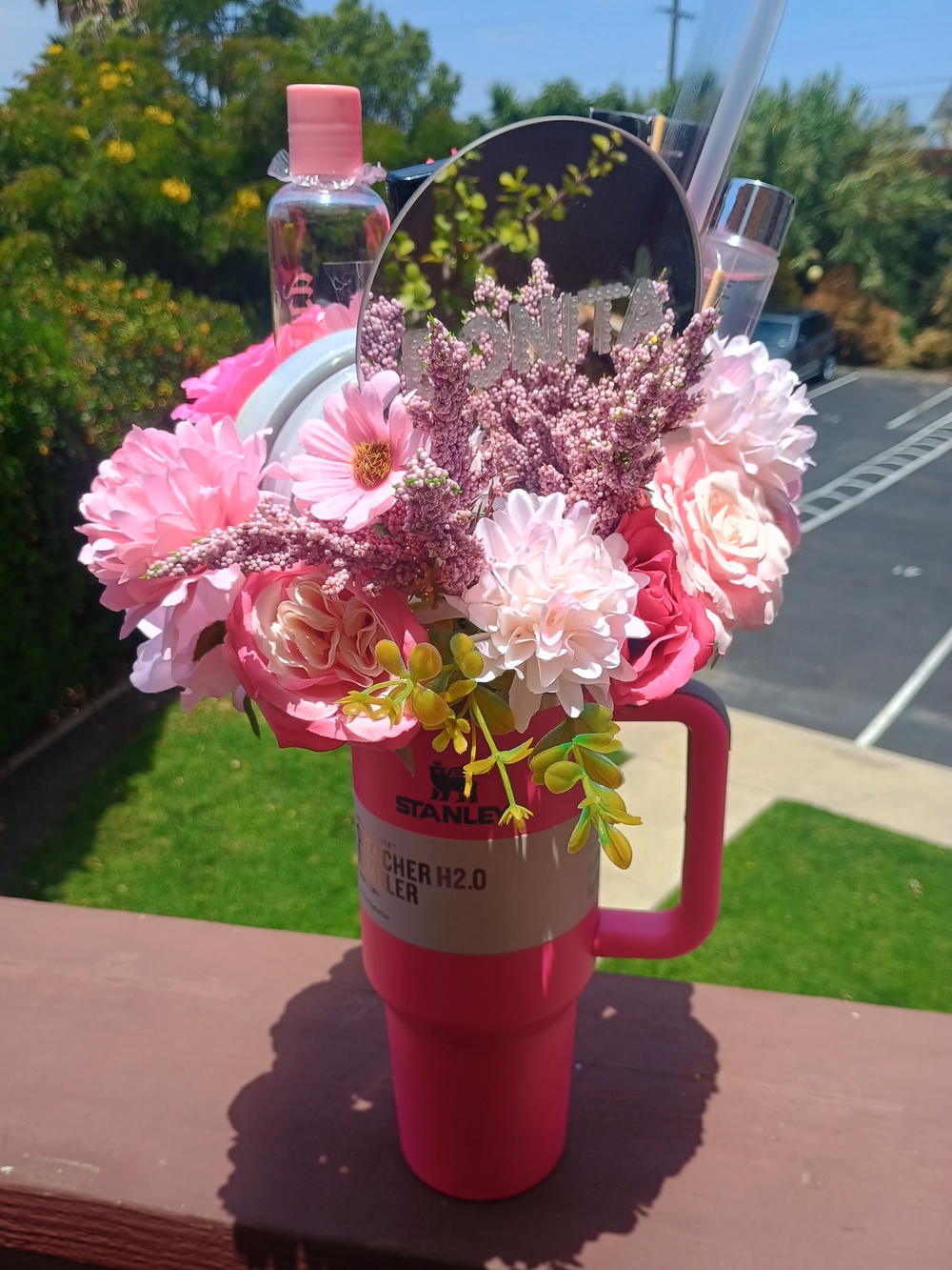 Stanley Pink Insulated Tumbler with Forever Floral Arrangement